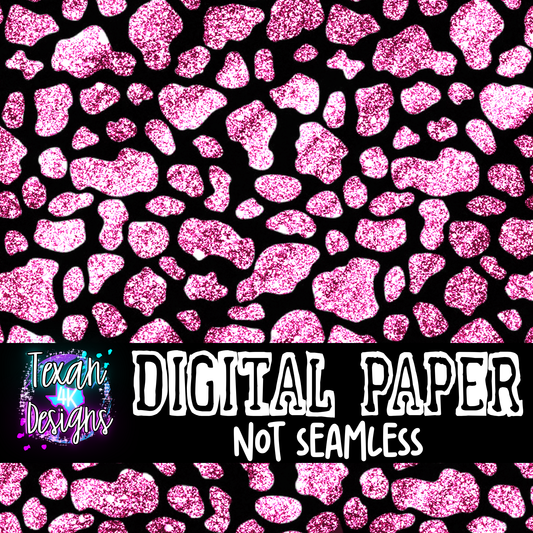 pink glitter cow print  - DIGITAL PAPER