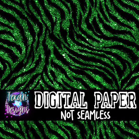 black green glitter zebra print  - DIGITAL PAPER