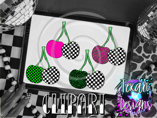 green pattern w/ checkered - 4 clipart
