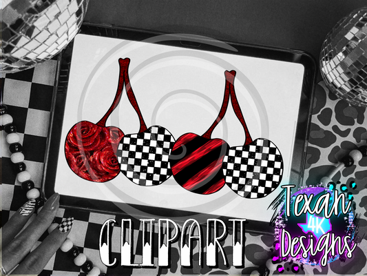 red pattern w/ checkered - 2 clipart