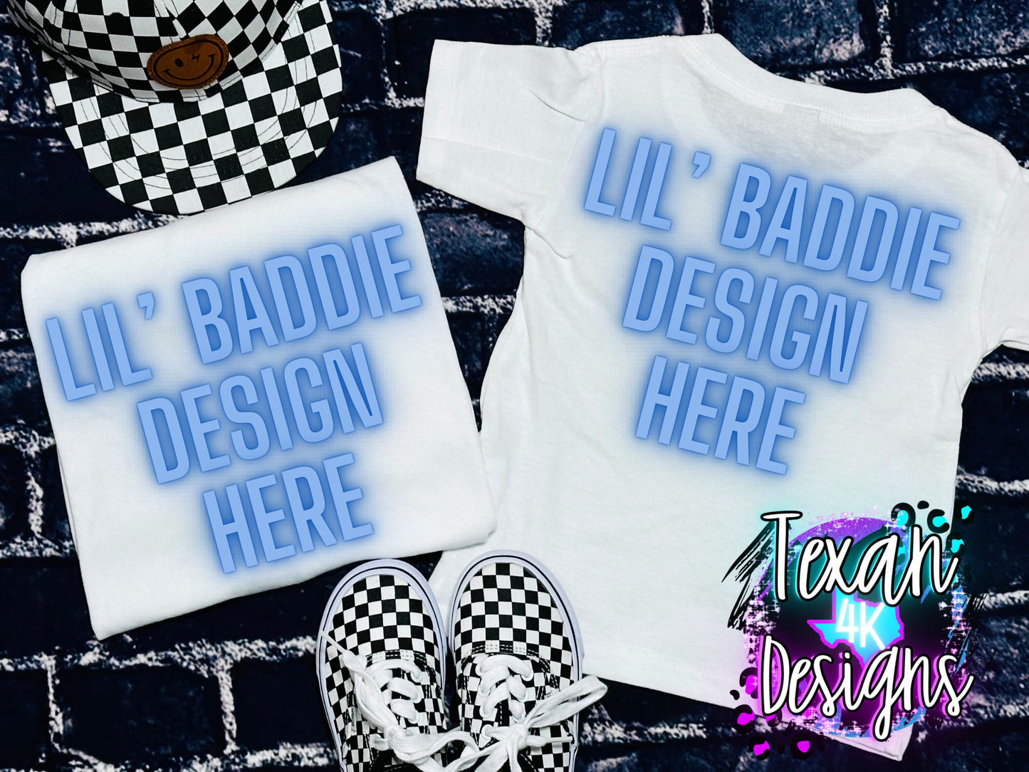 gildan front and back white shirt, toddler youth boy, checkered, edgy, flatlay mock up, digital download