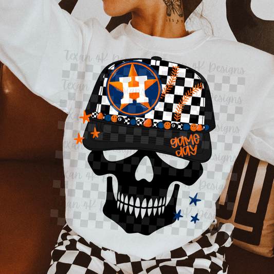 trucker hat skull A- DIGITAL PNG
