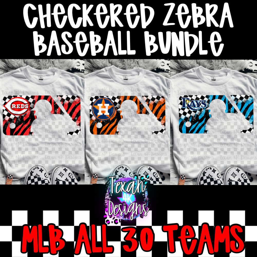 checkered zebra baseball bundle - 30 PNG