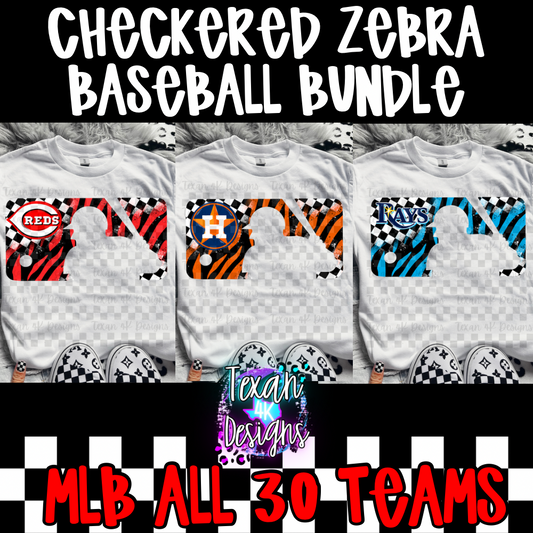 checkered zebra baseball bundle - 30 PNG