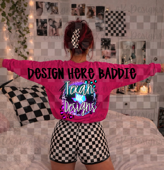 pink back arms hoodie , mock up