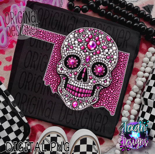 Oklahoma skull rhinestones - DIGITAL PNG