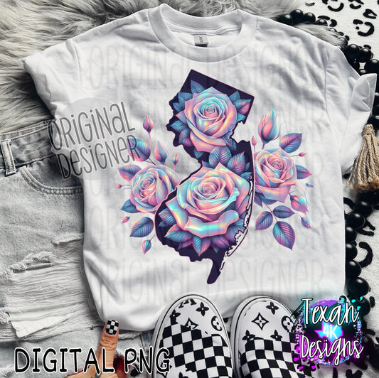 New Jersey holo roses - DIGITAL PNG