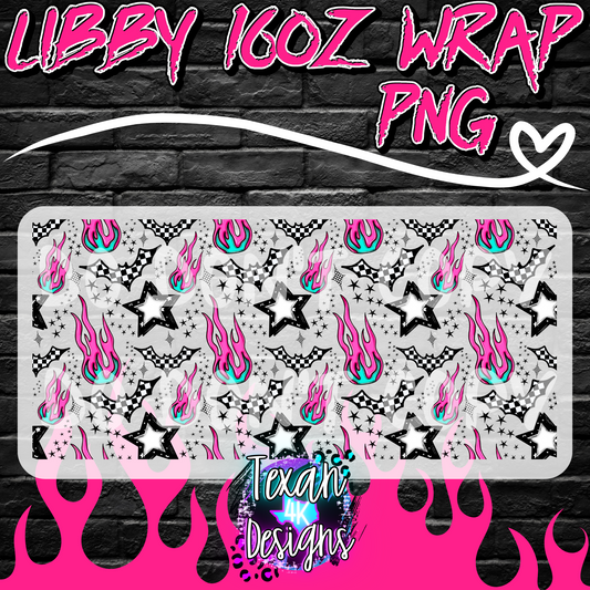 fire & bats libby glass 16oz wrap - DIGITAL PNG
