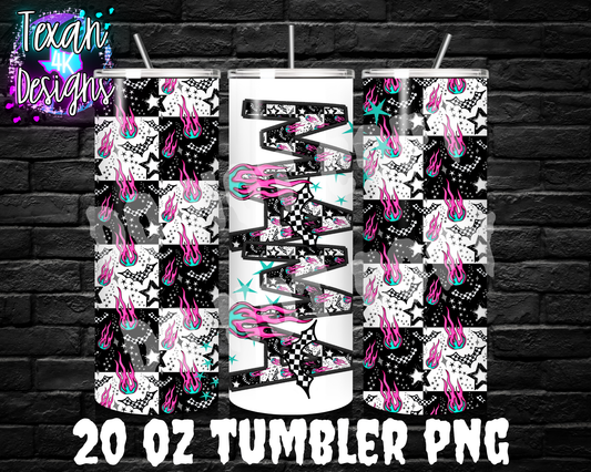 mama fire & bats 20oz tumbler wrap - DIGITAL PNG