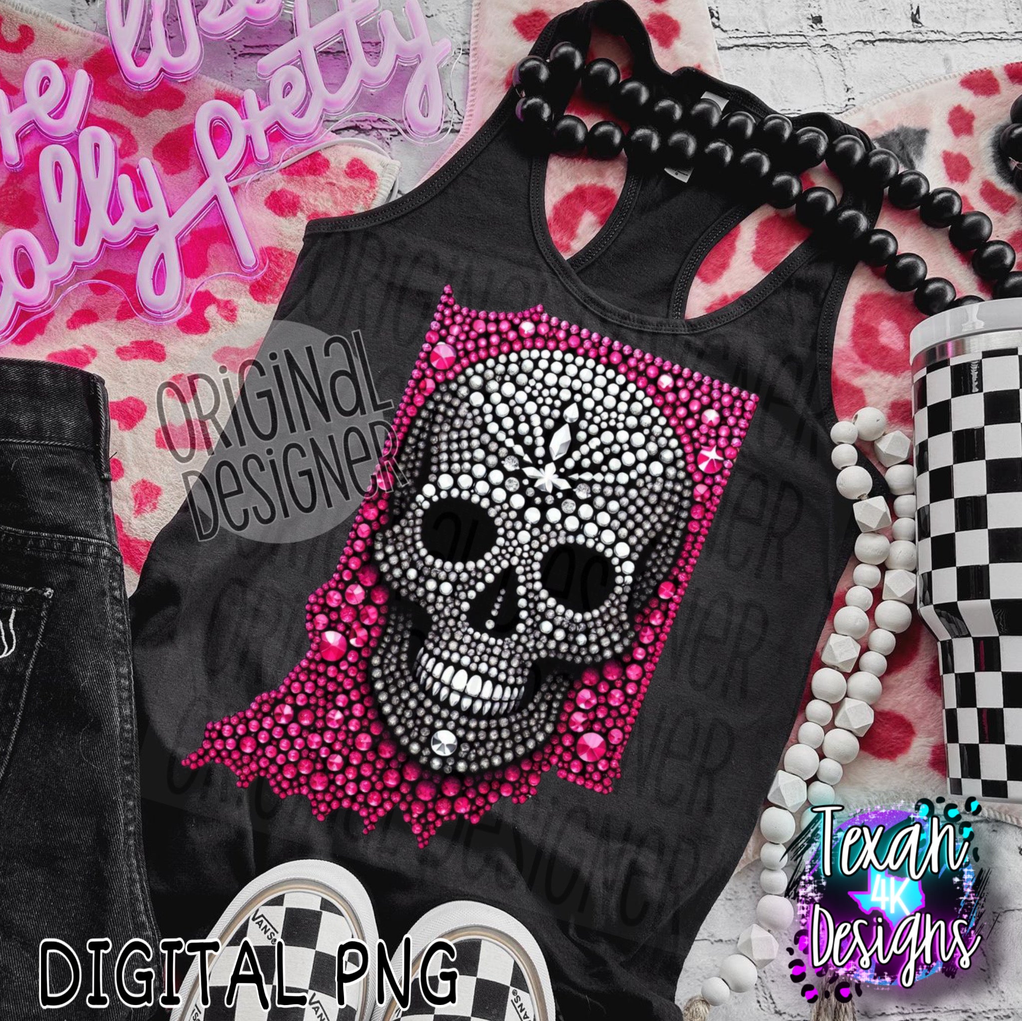 Skull Rhinestone Design Indiana skull rhinestones - DIGITAL PNG – Texan 4K Designs