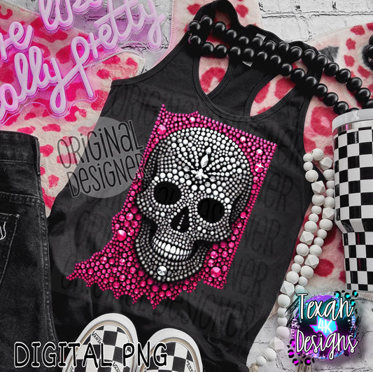 Indiana skull rhinestones - DIGITAL PNG