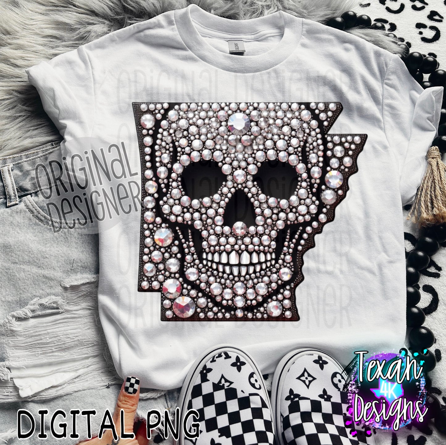 Arkansas skull rhinestones - 2 DIGITAL PNG