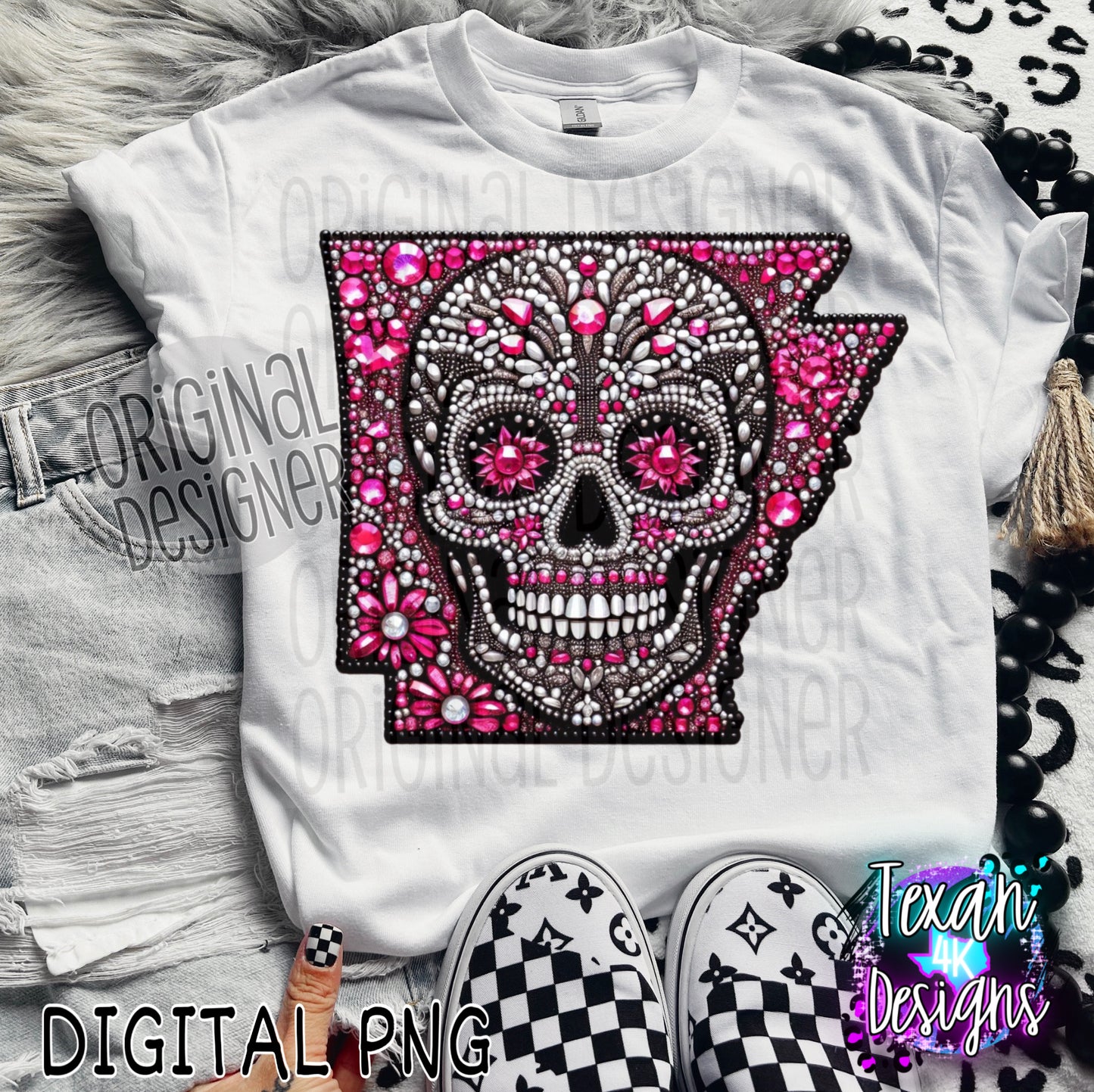 Arkansas skull rhinestones - 2 DIGITAL PNG