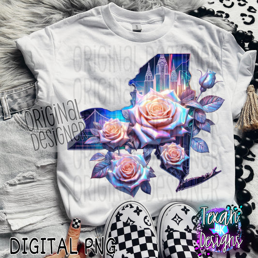 New York holo roses - DIGITAL PNG