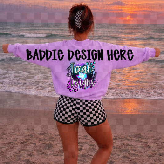 CC neon violet back arms hoodie , mock up - beachy
