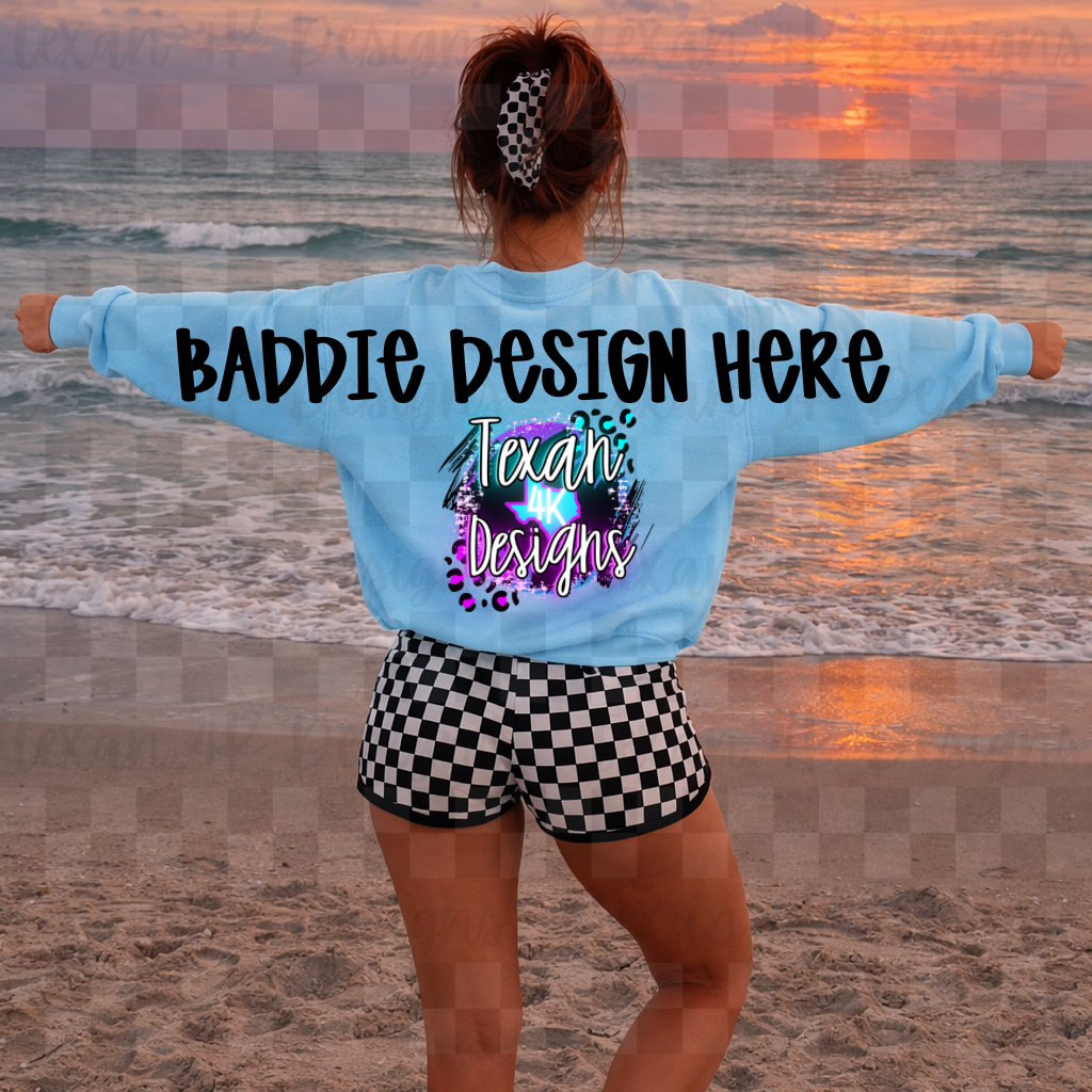 CC hydrangea back arms hoodie , mock up - beachy