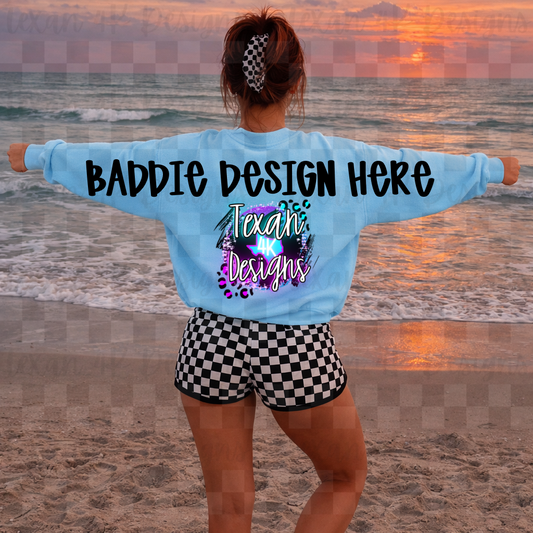 CC hydrangea back arms hoodie , mock up - beachy