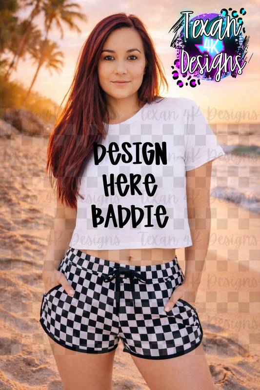 bella flowy crop shirt white , mock up - beachy