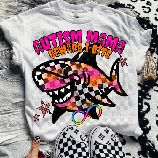autism mama beware i bite (pink) - DIGITAL PNG