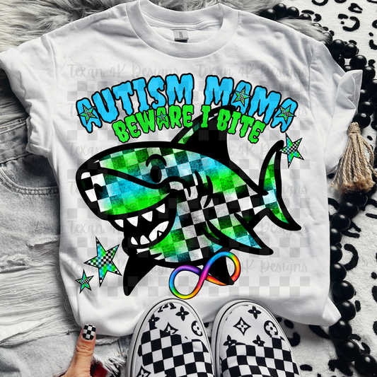 autism mama beware i bite (blue) - DIGITAL PNG