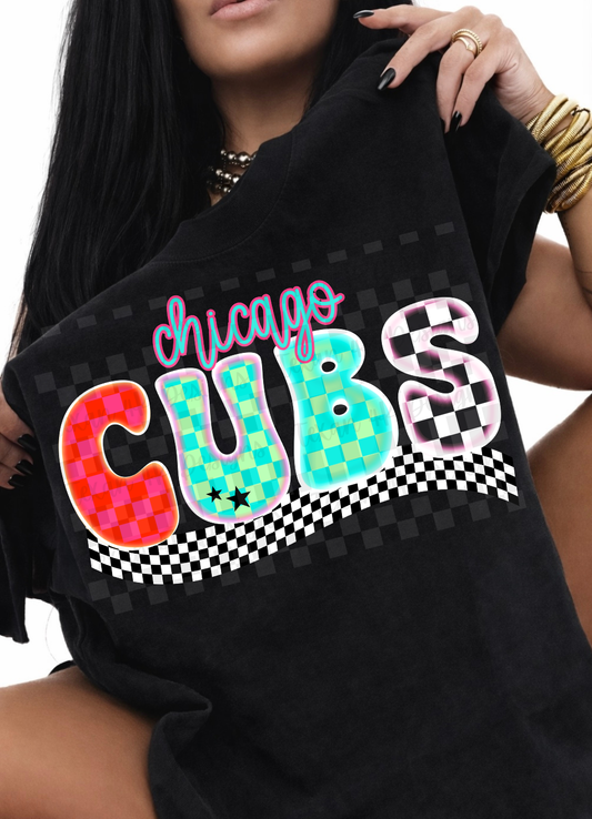 checkered neon C C- DIGITAL PNG