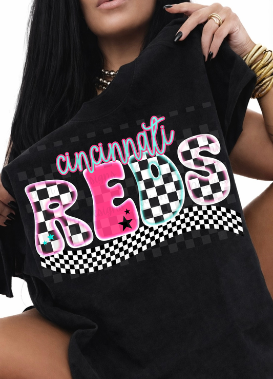 checkered neon C R -DIGITAL PNG