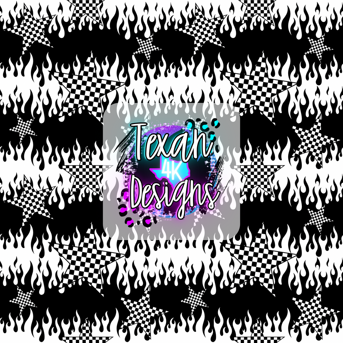 flame drip checkered stars seamless - DIGITAL PNG – Texan 4K Designs