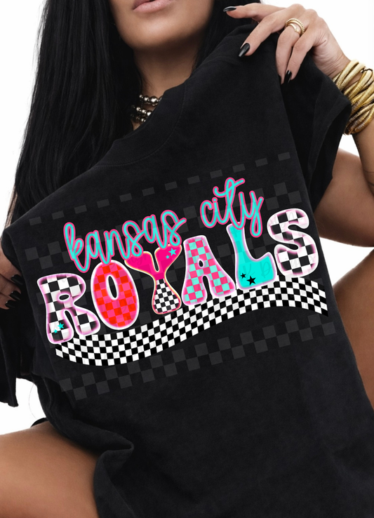 checkered neon KC R - DIGITAL PNG