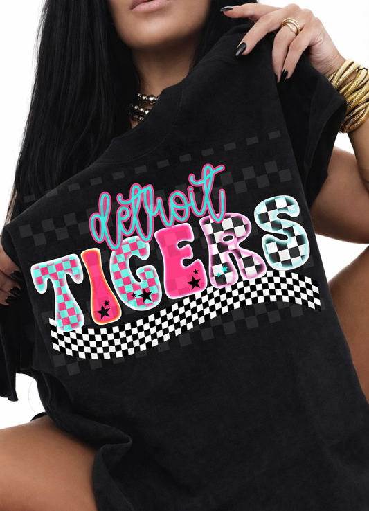 checkered neon D T - DIGITAL PNG