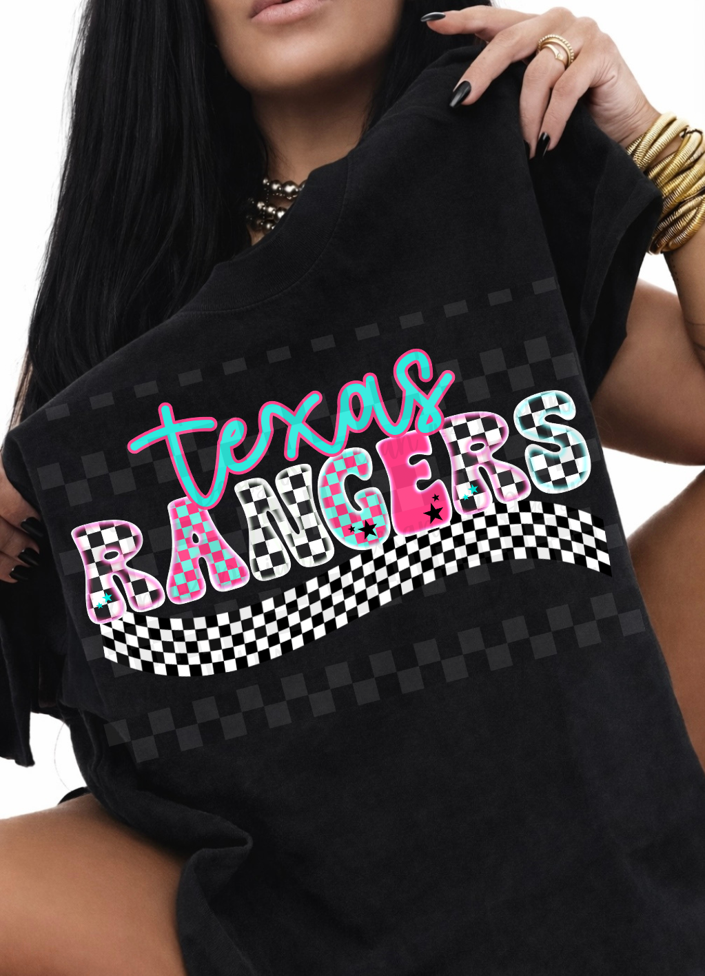checkered neon T R - DIGITAL PNG