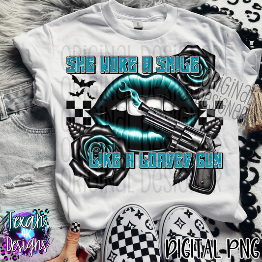 she wore a smile like a loaded gun - DIGITAL PNG