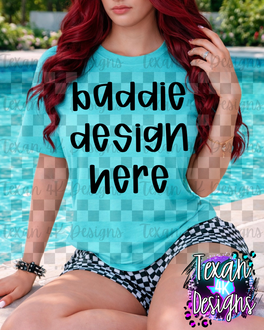 CC lagoon blue shirt , mock up