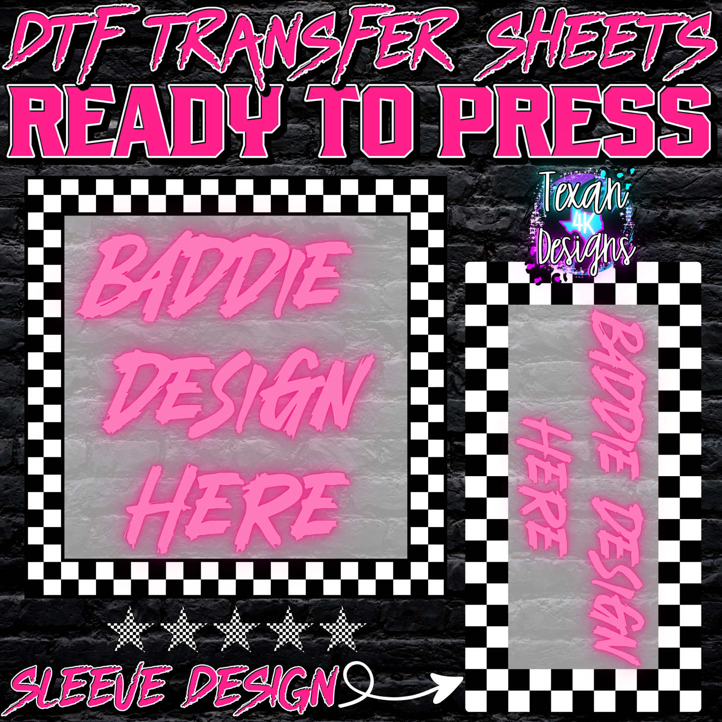 DTF transfer sheet w/ sleeve mock up edgy