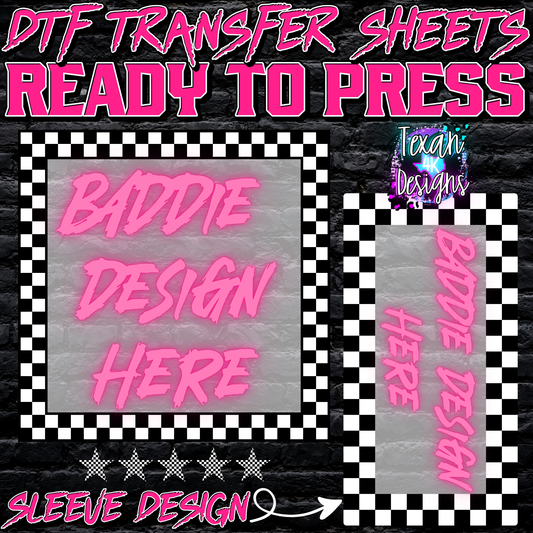 DTF transfer sheet w/ sleeve mock up edgy