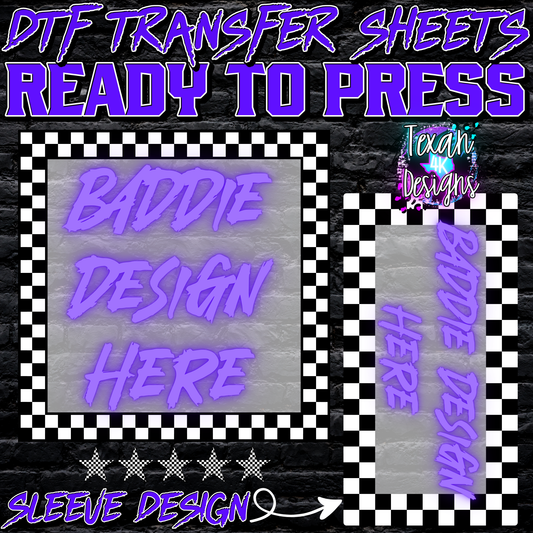 DTF transfer sheet w/ sleeve mock up edgy