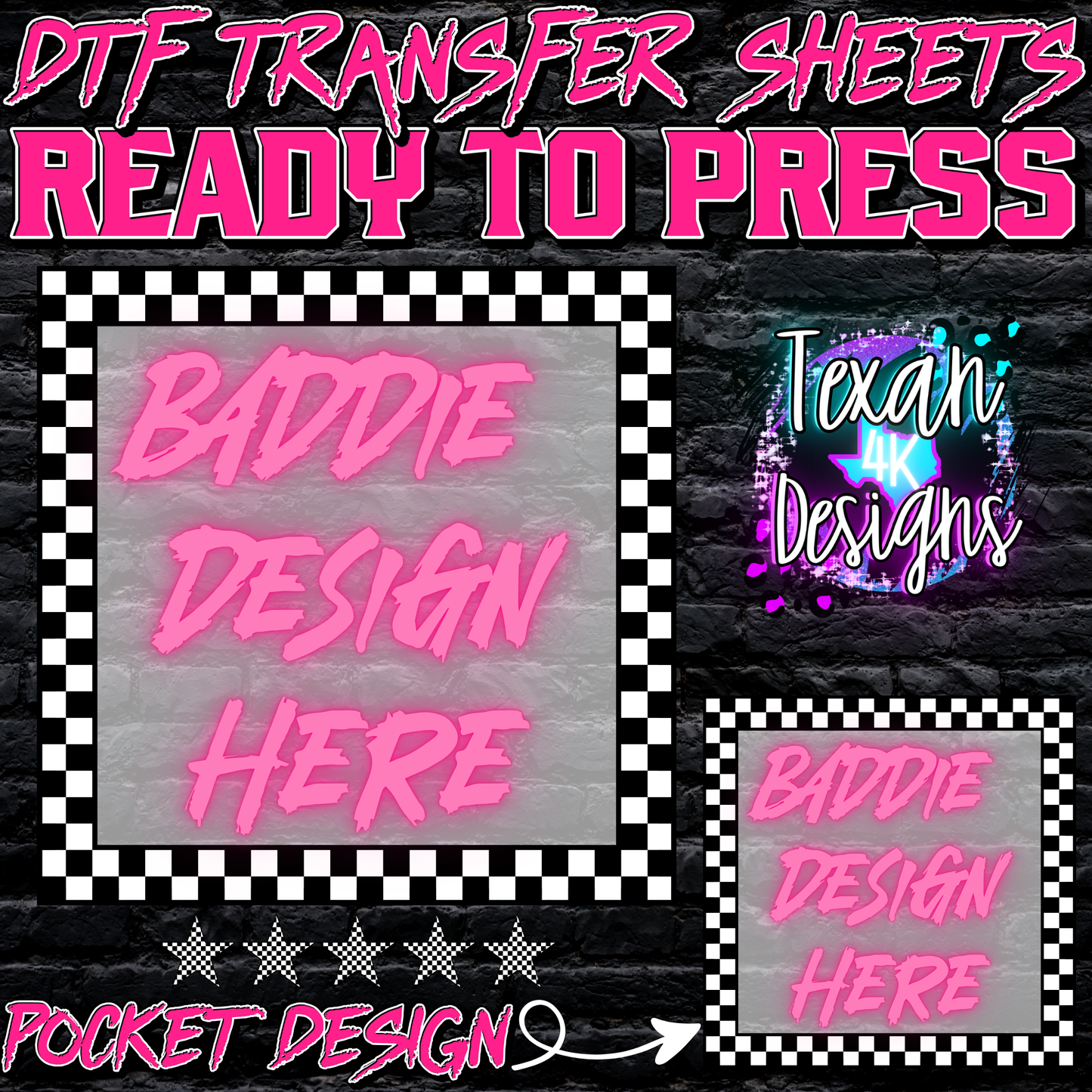 DTF transfer sheet w/ pocket mock up edgy