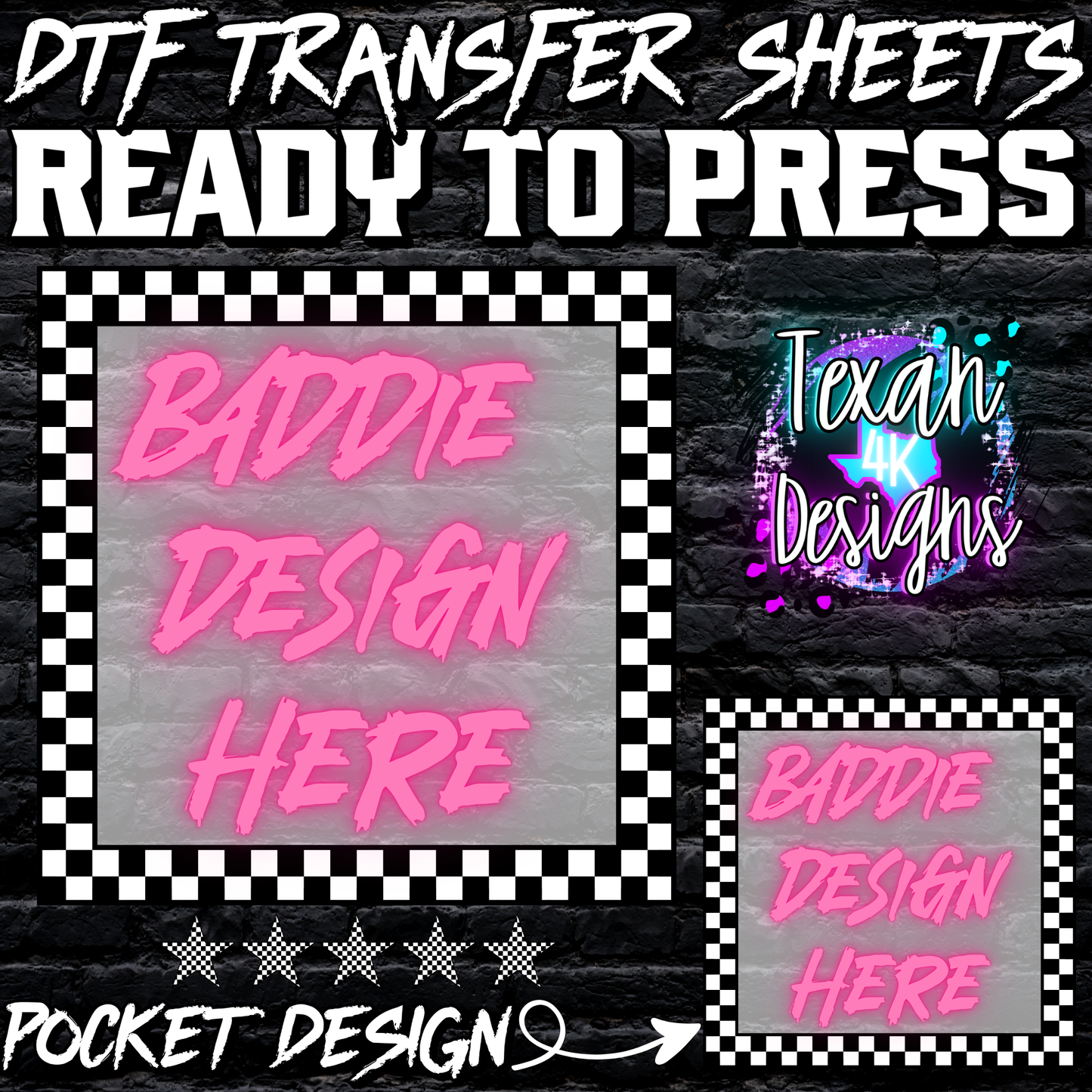 DTF transfer sheet w/ pocket mock up edgy