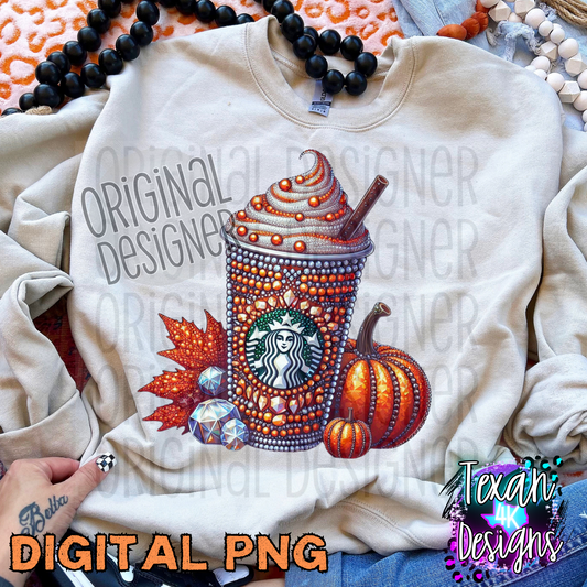 Bling fall pumpkin iced coffee  - DIGITAL PNG