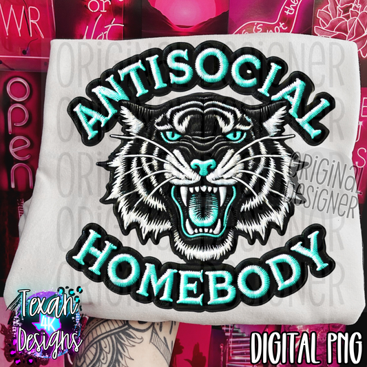 antisocial homebody blue- DIGITAL PNG