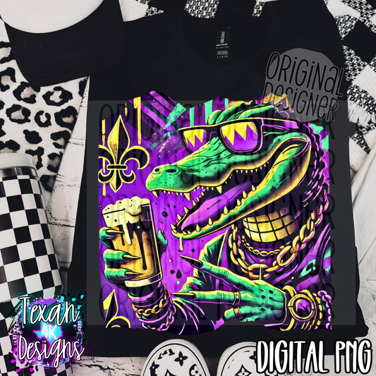 mardi gras gator - DIGITAL PNG
