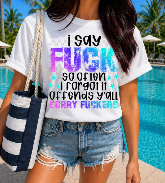i say f*ck (purple teal)-  DIGITAL PNG