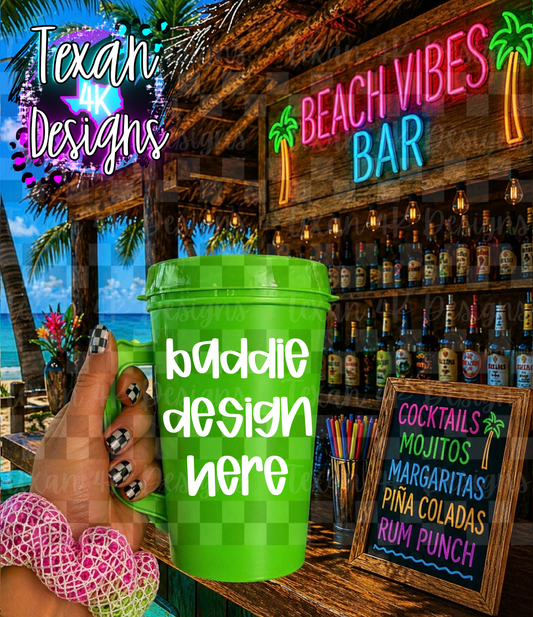 green trucker tumbler mock up