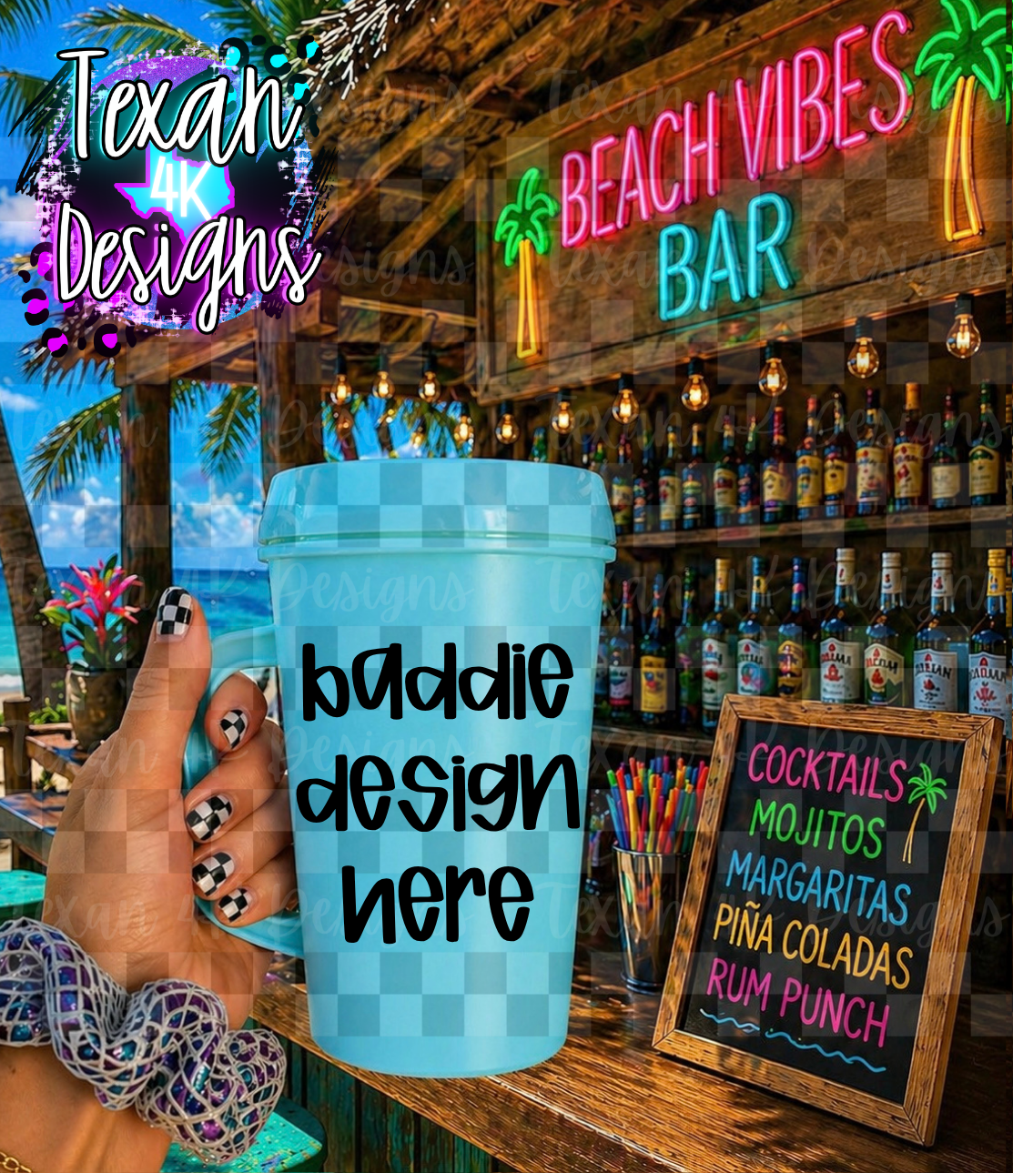 blue trucker tumbler mock up