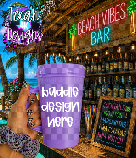 purple trucker tumbler mock up