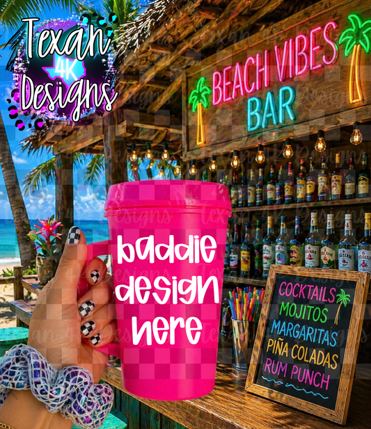 pink trucker tumbler mock up