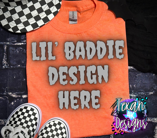 orange shirt toddler boy, edgy, spooky, flatlay mock up