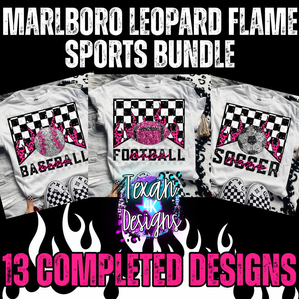 Marlboro leopard flame sports bundle - 13 DIGITAL PNG – Texan 4K Designs