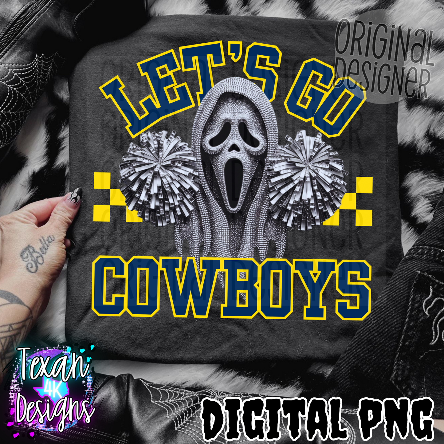 lets go cowboys navy blue yellow - DIGITAL PNG