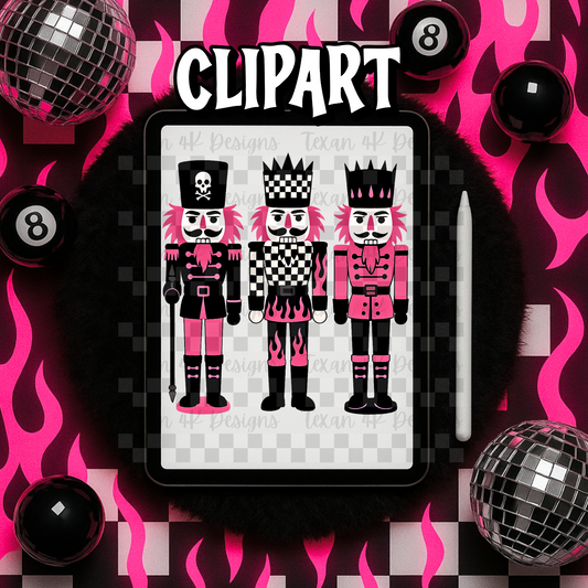 checkered flame nutcrackers - clipart
