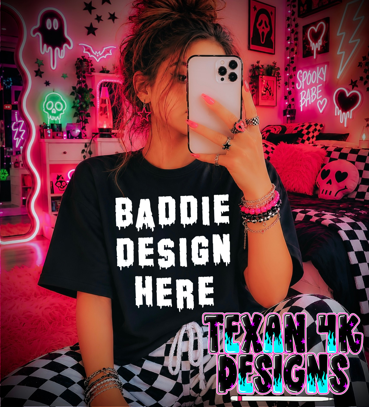 black shirt , mock up (neon)